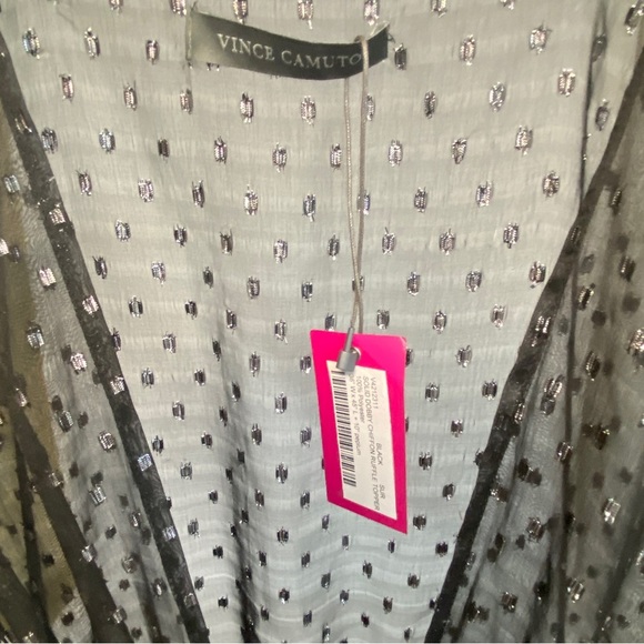 VINCE CAMUTO Sheer Ruffled Duster Black Silver Swim Coverup NWT - Picture 13 of 13